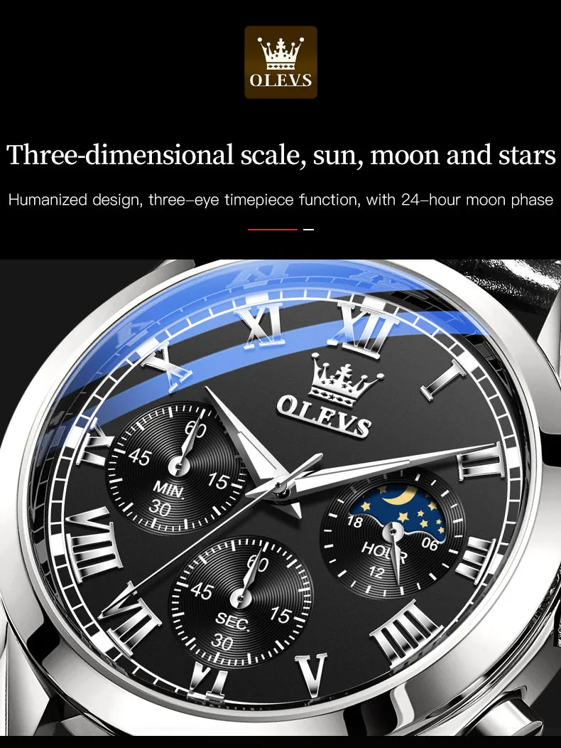Leather Quartz Watch – Waterproof Noctilucent Timepiece for Business Men