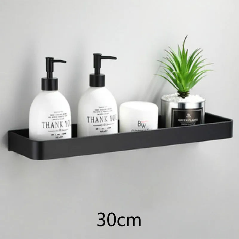 Bathroom Corner Shelf – Adhesive Black Shower Storage for Shampoo