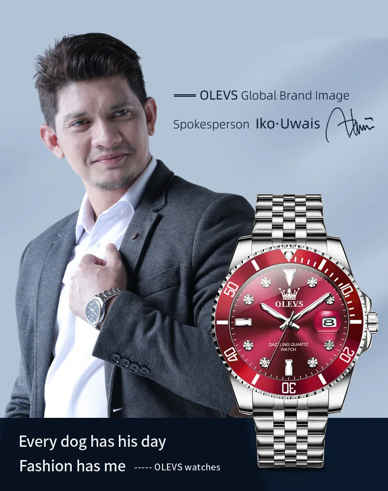 Stainless Steel Quartz Watch – Luminous Calendar Wristwatch for Business Men