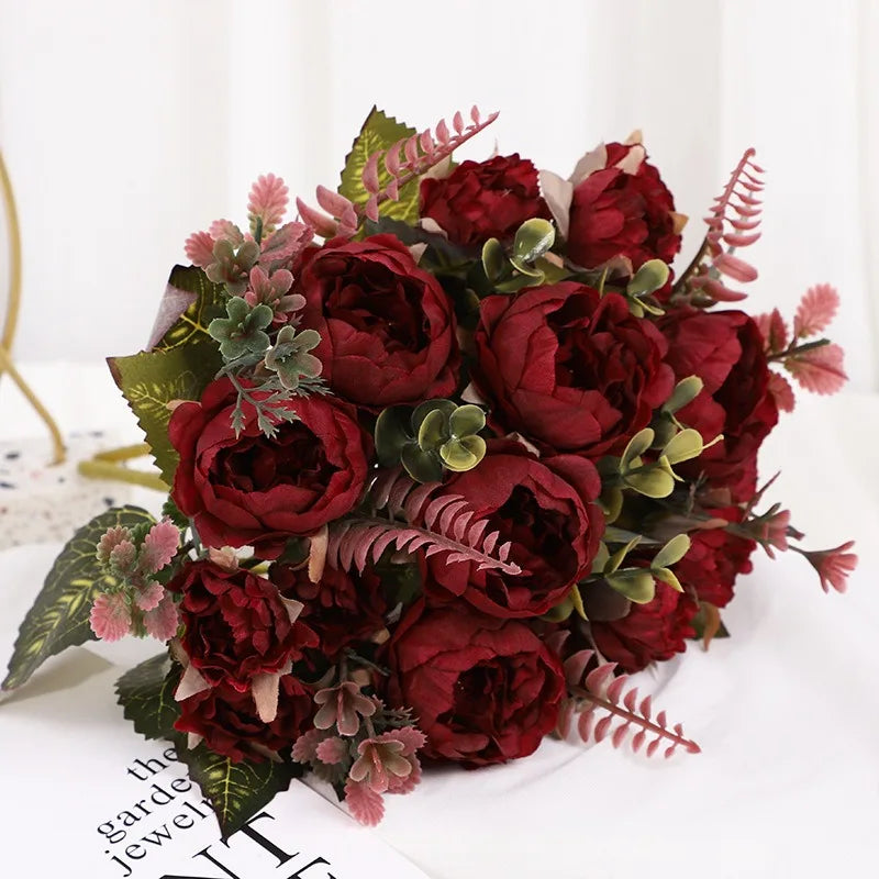 Artificial Peony Flower Bundle – Silk Floral Arrangement for Wedding Decor