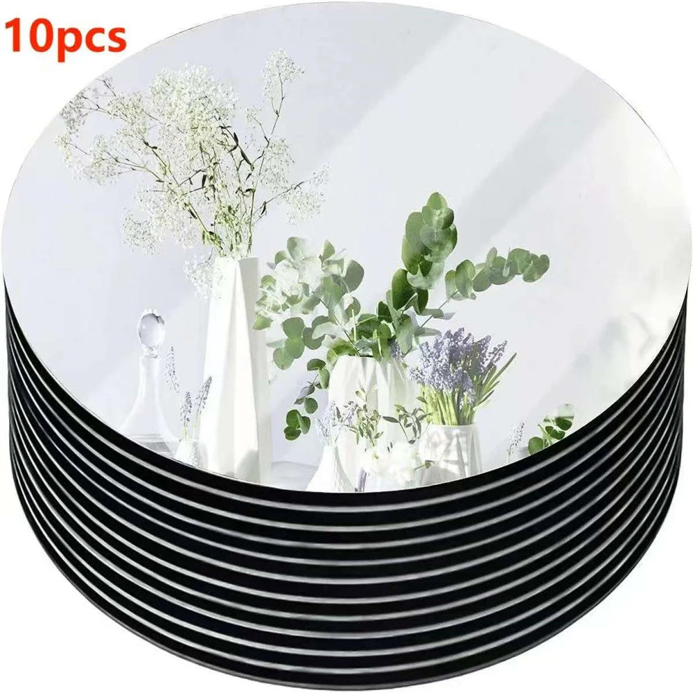 Acrylic Round Mirror Trays – 8 Inch Circle Candle Plates for Wedding Decor