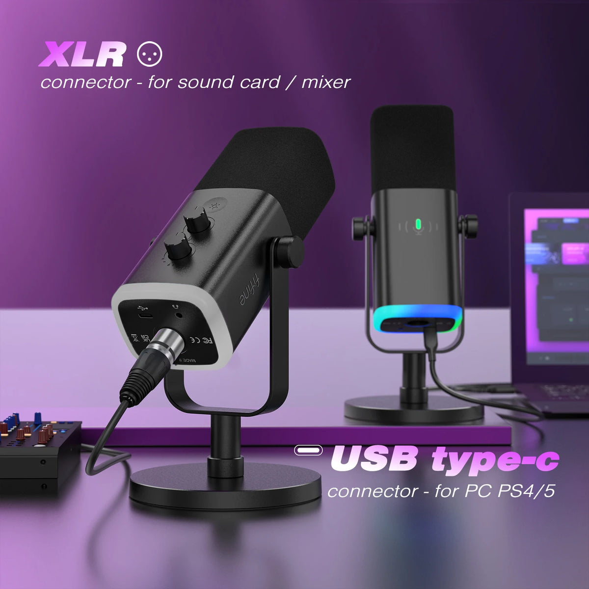 USB XLR Dynamic Microphone – Touch Mute Studio Mic for Gaming and Podcasting
