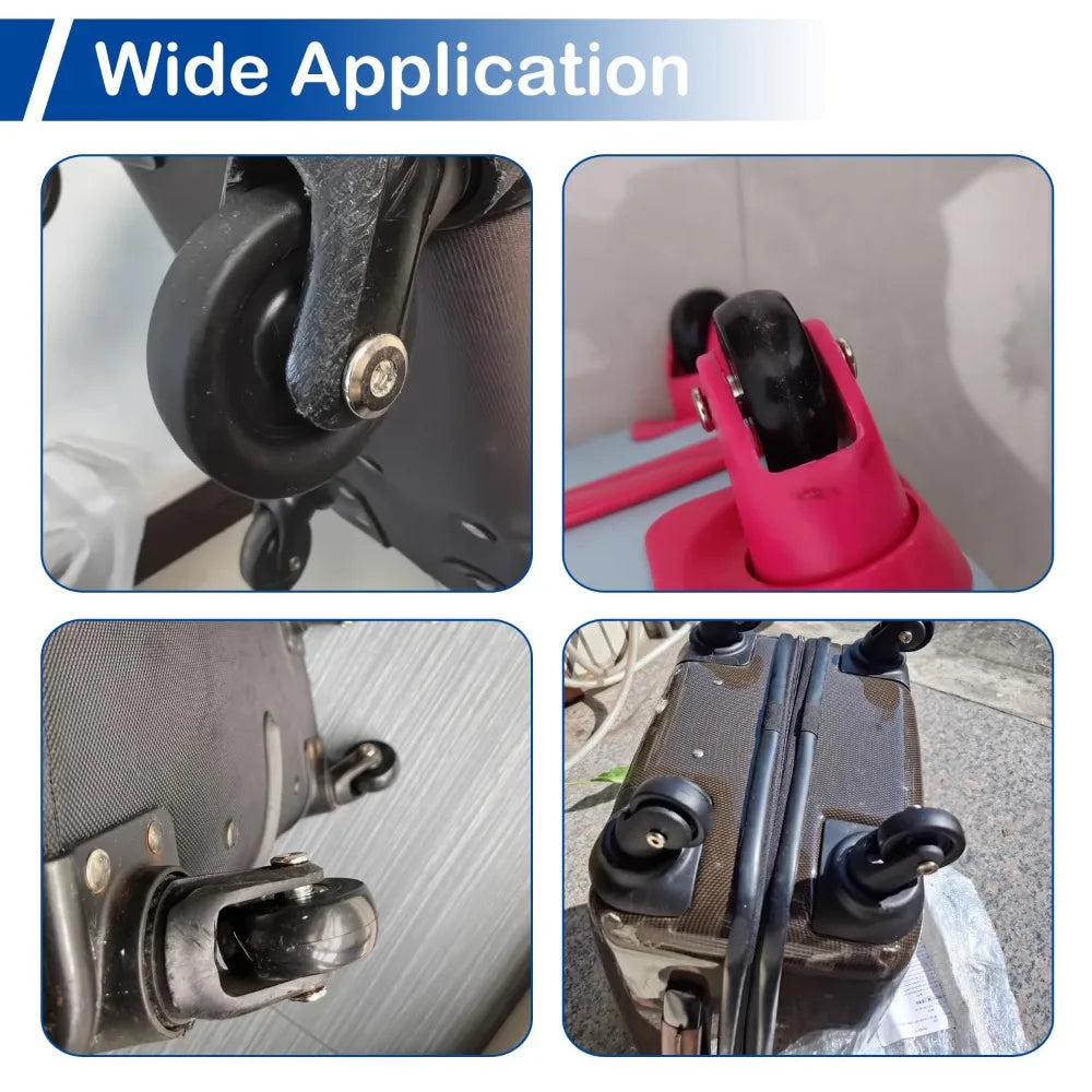 Silent Rubber Luggage Wheels – Durable Travel Bag Replacement for Repair
