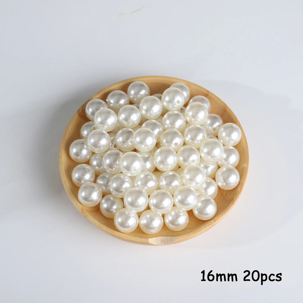 Beige ABS Imitation Pearl Beads – 3-20mm Round Spacer for Jewelry DIY Crafting