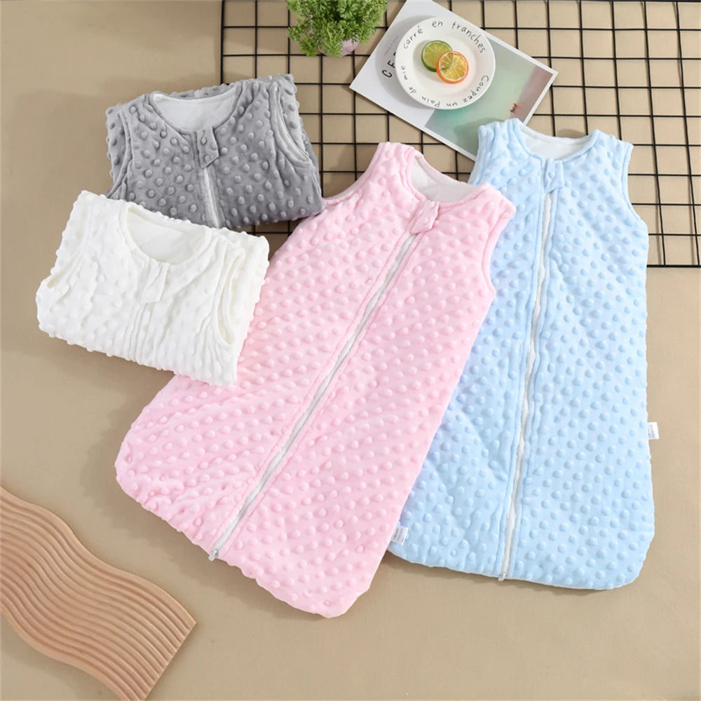 Velvet Baby Sleeping Bag – Sleeveless Anti-kick Quilt for Autumn Winter