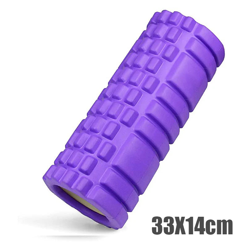 33cm Foam Yoga Massage Roller – Textured Grid Muscle Recovery for Gym Training