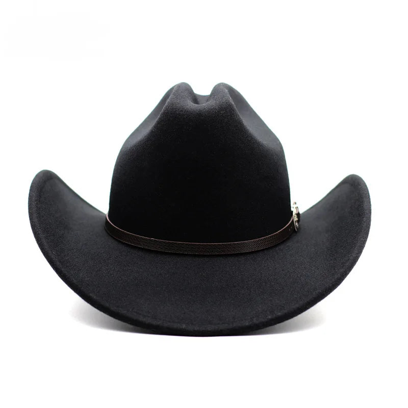 Vintage Wide Brim Cowboy Hat – Leather Western Style for Men and Women