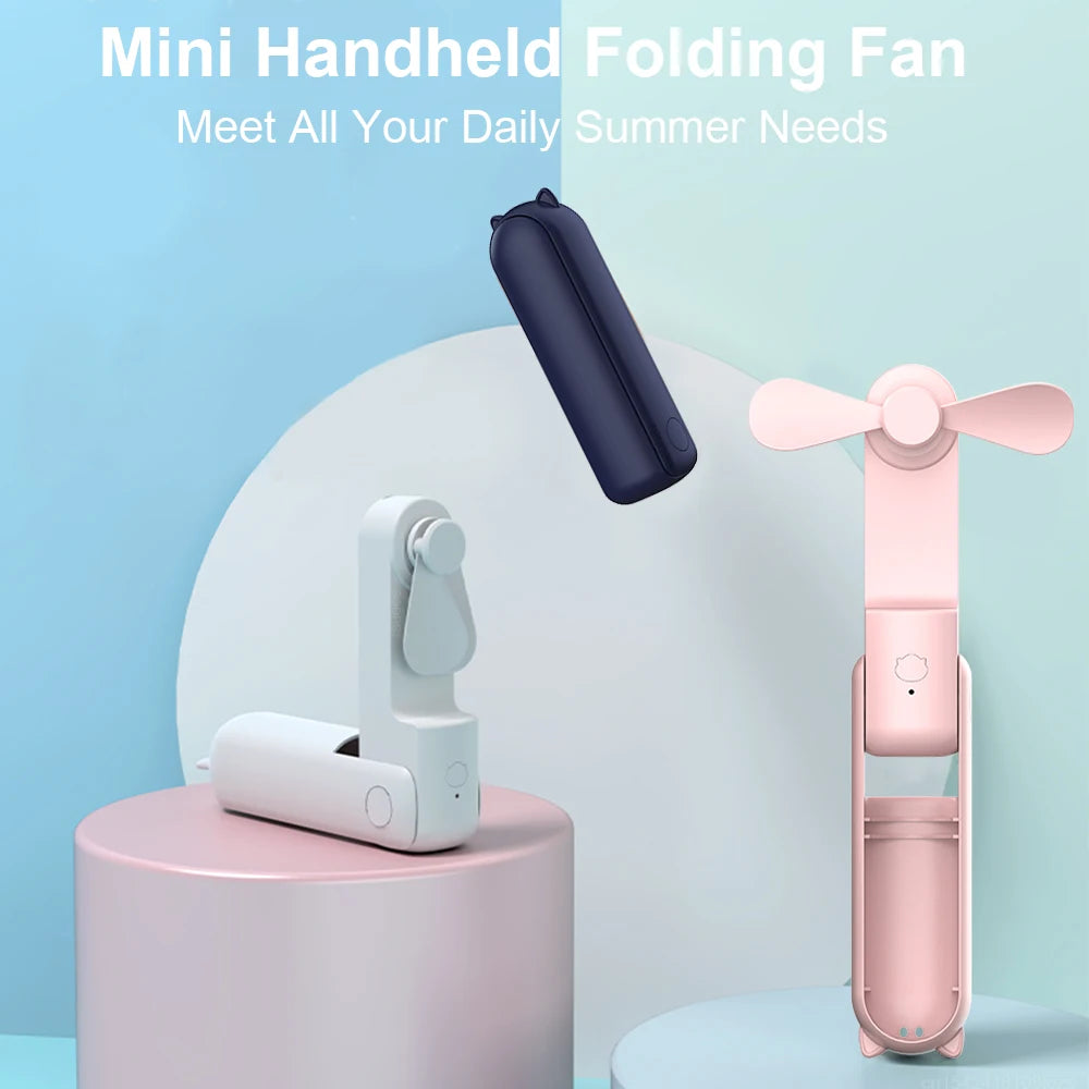 Portable Handheld Cooling Fan – USB Rechargeable Power Bank for Travel