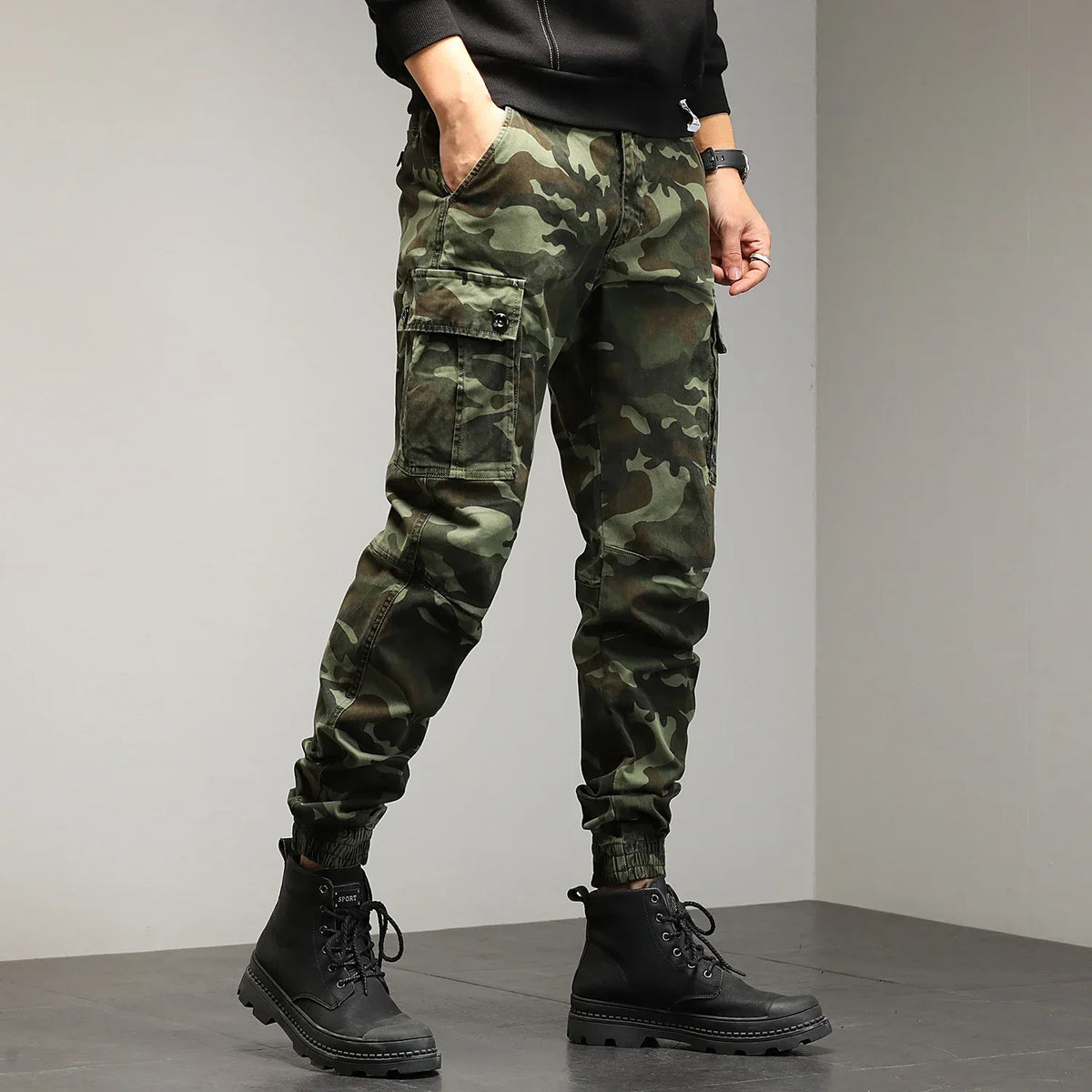 Mens Cotton Camouflage Cargo Pants – Outdoor Trousers for Hiking Workwear