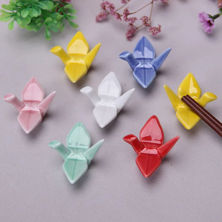 Japanese Ceramic Crane Holder – Decorative Rest for Incense or Chopsticks