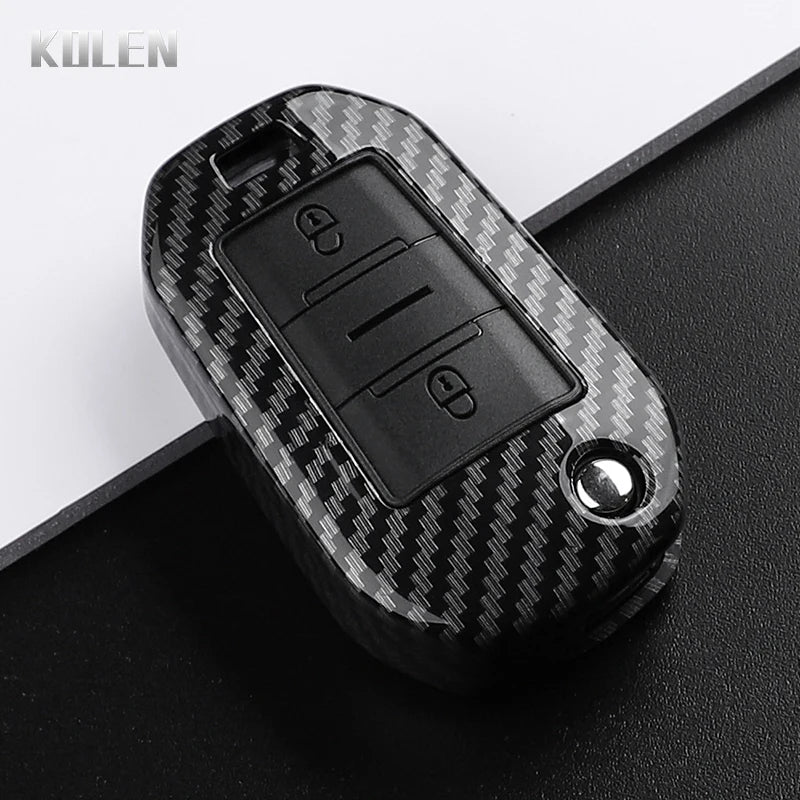 Carbon Fiber Car Key Case – Protective Fob Cover for Peugeot and Citroen