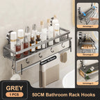 Aluminum Bathroom Shelf – No-Drill Suction Cup Organizer for Toilet Wall