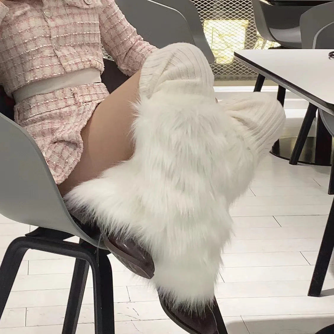 Faux Fur Leg Warmers – Lolita Harajuku Style Boot Covers for Winter Cosplay