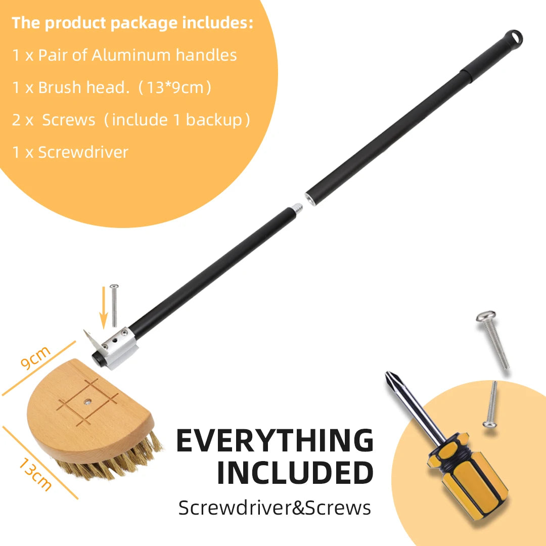 Brass Bristle Pizza Oven Brush – Long Wooden Handle for Kitchen Grill Cleaning