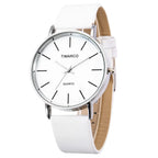 Minimalist Silver Quartz Watch – Elegant Leather Business Accessory for Women
