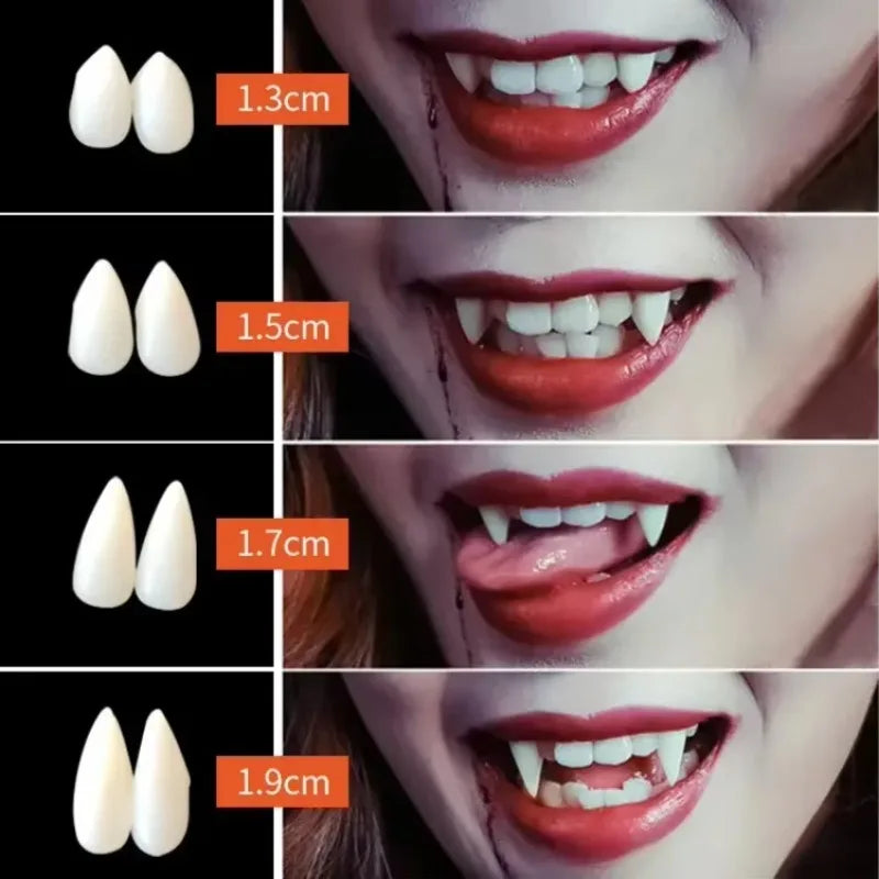 Vampire Fangs with Adhesive – Realistic Dentures for Halloween Cosplay