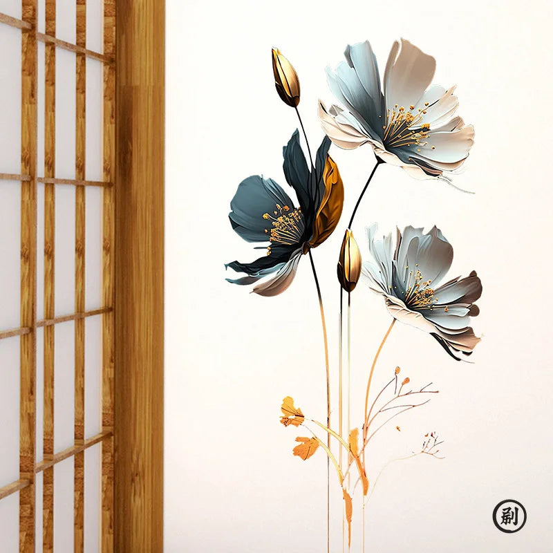3D Relief Floral Wall Stickers – Self-Adhesive Decor for Kids Bedroom