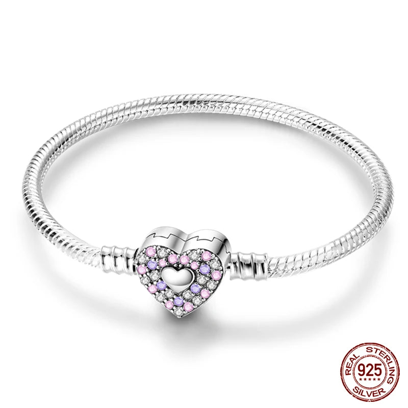925 Sterling Silver Charm Bracelet – Adjustable Green Zircon for Birthday Gifts