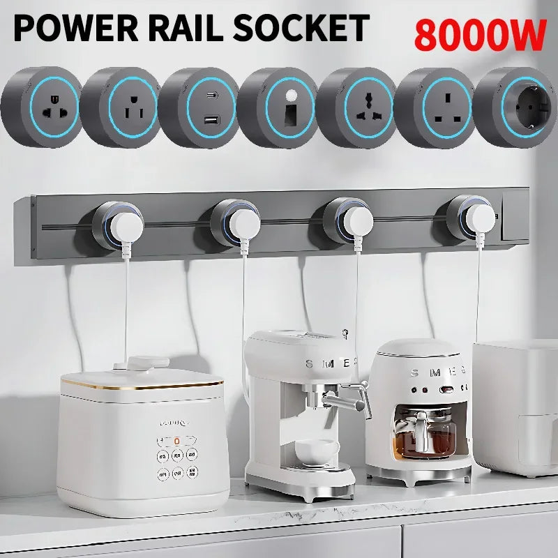 Movable Track Power Socket – 8000W Rail System for Home Office Appliances