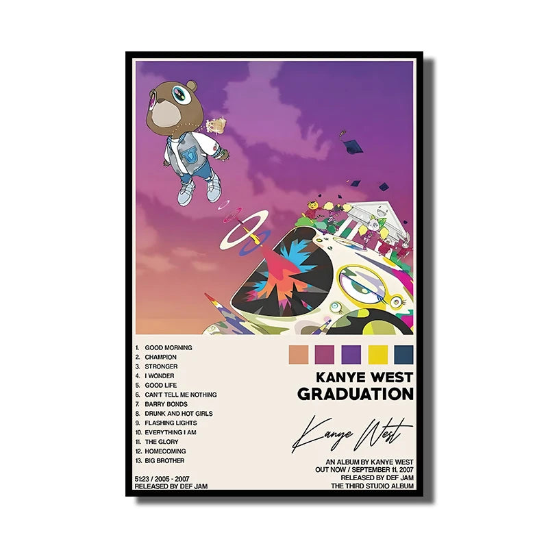 Kanye West Canvas Poster – HD Music Album Art for Home Wall Decor