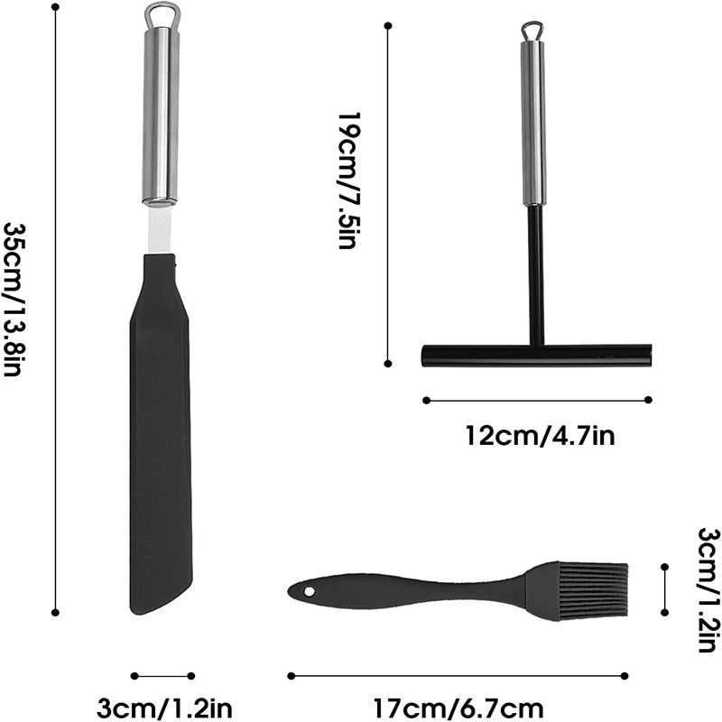Stainless Steel Crepe Spreader and Spatula Kit – Cooking Tools for Pancakes