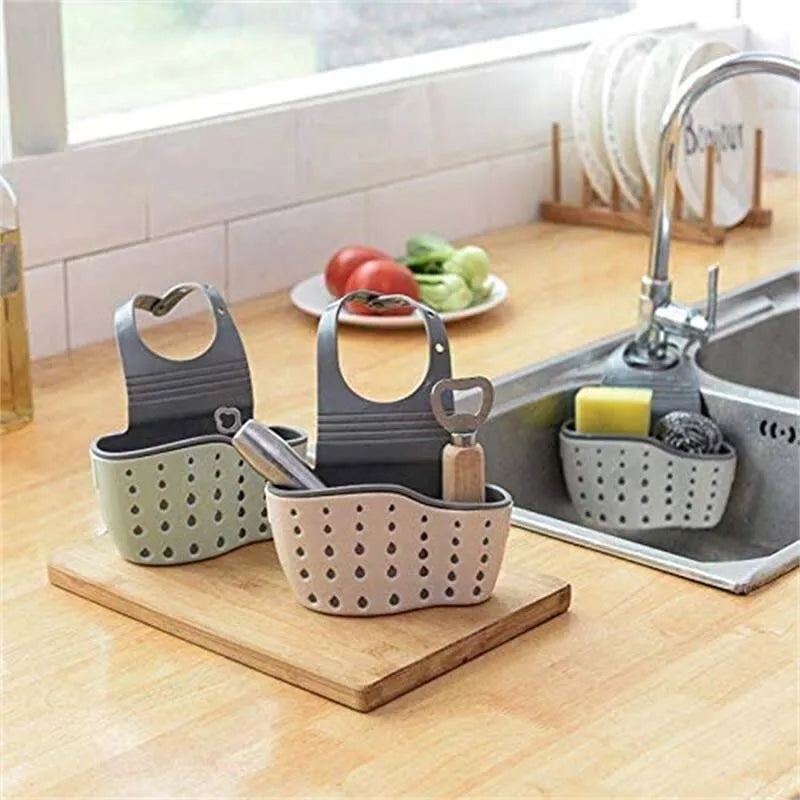 Adjustable Rubber Sink Caddy – Hanging Faucet Basket for Kitchen Organization