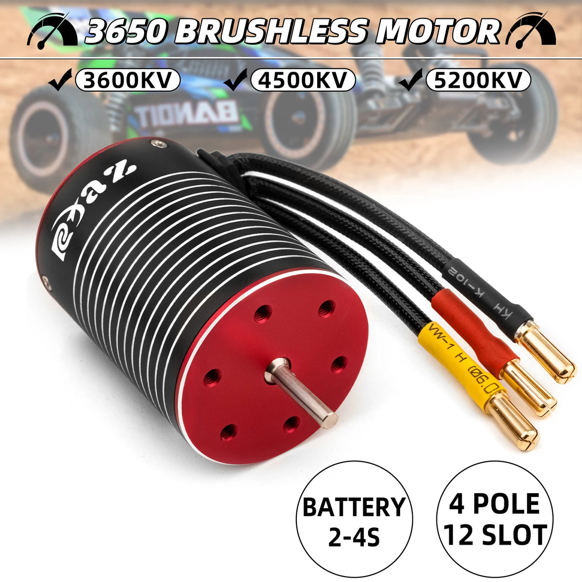 3650 Brushless Motor – Performance Upgrade for 1/10 Scale RC Crawler Trucks
