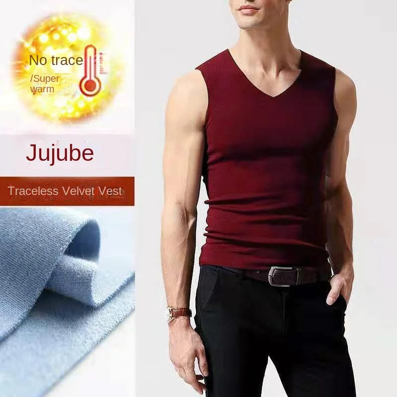 Thermal Men's Undershirt – Seamless Velvet Heating Vest for Winter Warmth