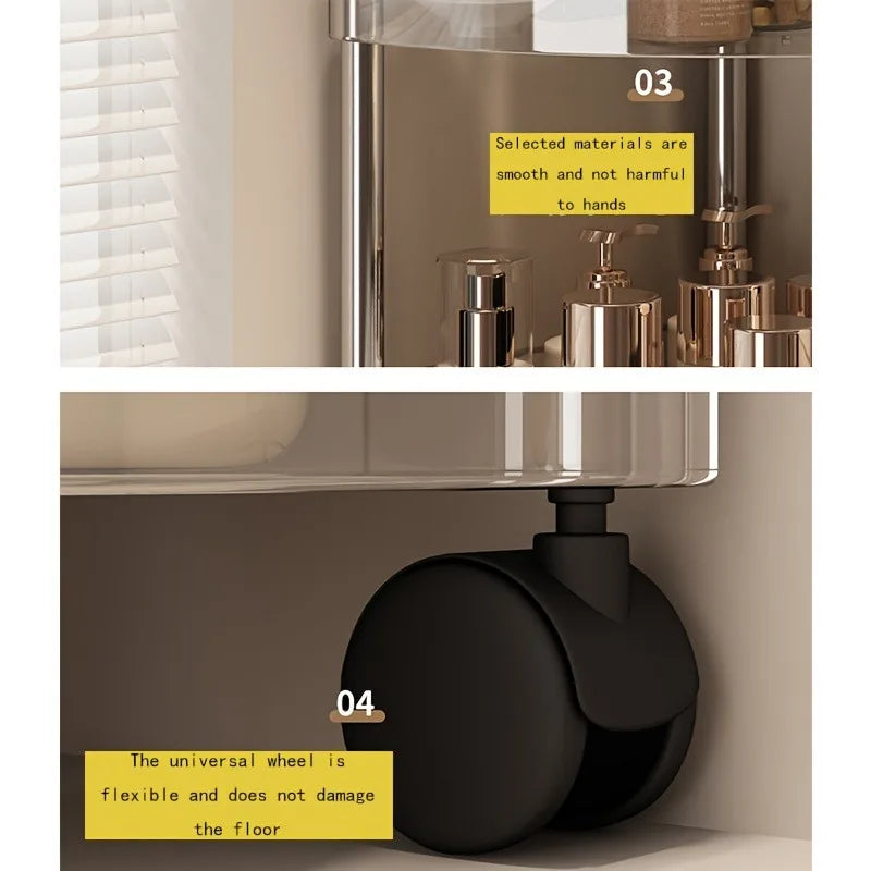 Multi-Layer Bathroom Storage Trolley – Transparent Space-Saving Rack for Home Organization