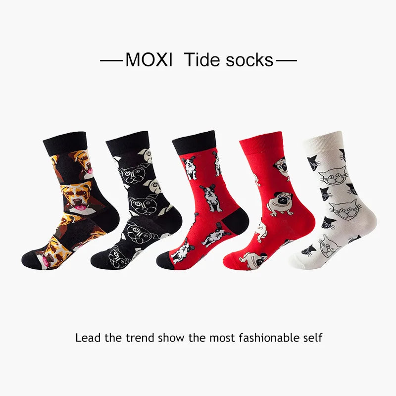 Colorful Cotton Crew Socks – Novelty Patterned Dress Wear for Men