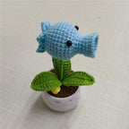 Knitted Sunflower and Pea Shooter – Plush Desk Decor for Home Office Gifts