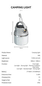 Rechargeable Solar Camping Lamp – 1100 Lumen LED Light for Outdoor Sports