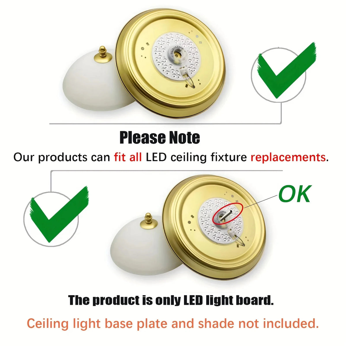 Round LED Ceiling Light Panel – Replacement Module for Home Lighting