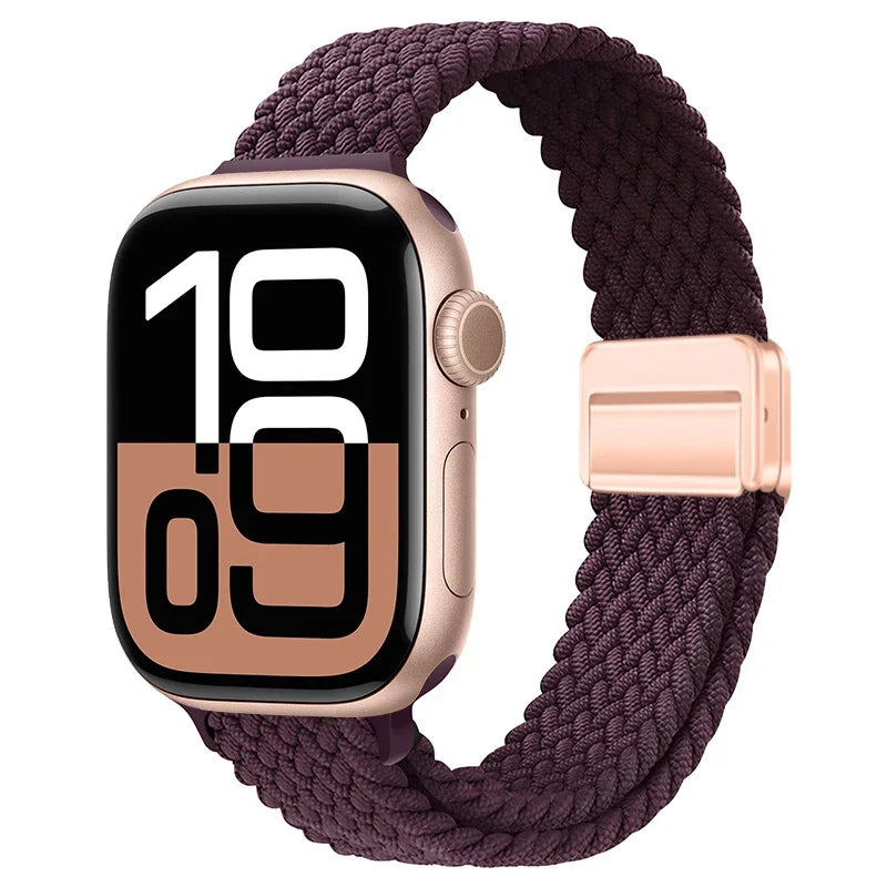 Braided Nylon Loop Watch Band – Magnetic Adjustable Bracelet for Apple iWatch