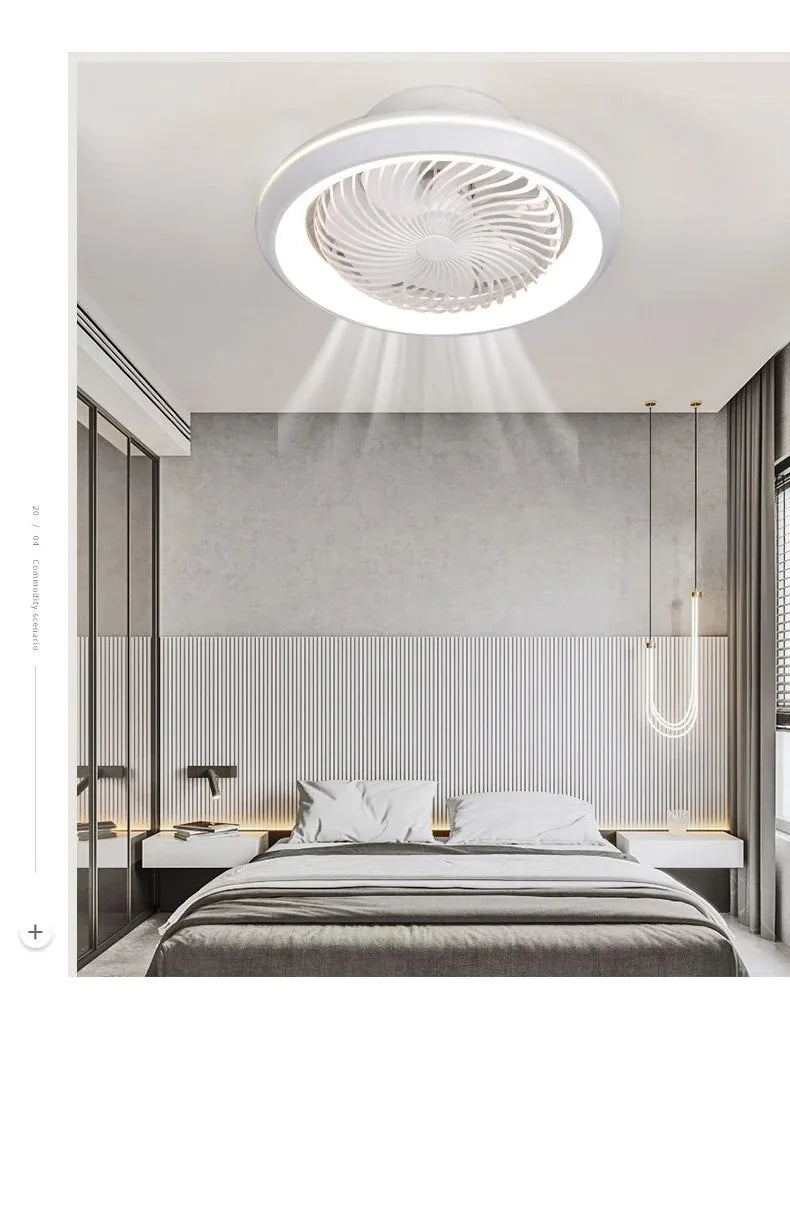 Rotating LED Ceiling Fan – 20 Inch Flush Mount Light for Modern Bedroom