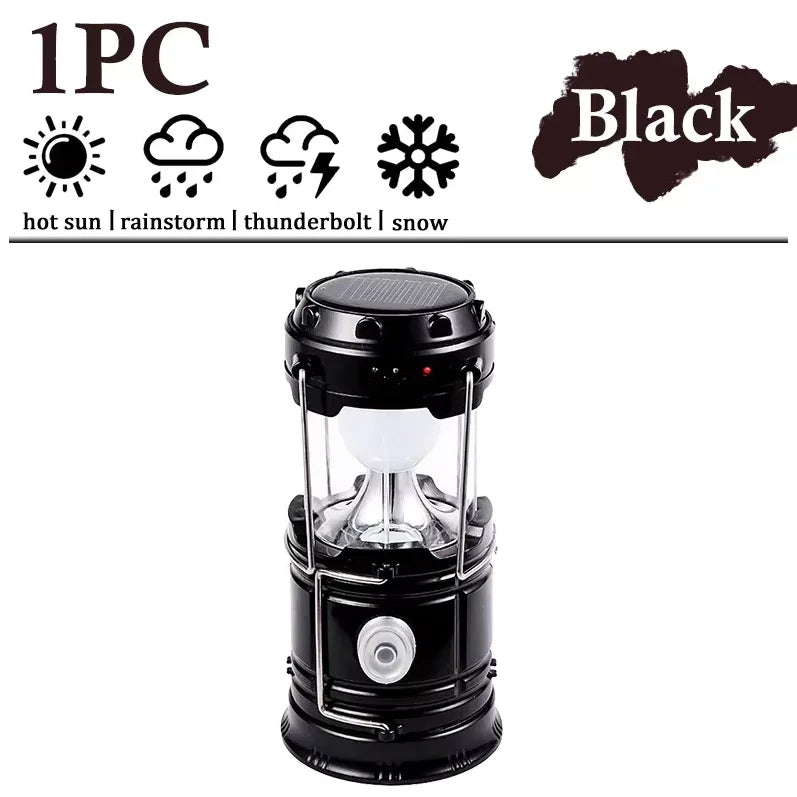 Collapsible Solar LED Camping Lantern – USB Rechargeable Light for Outdoor Hiking