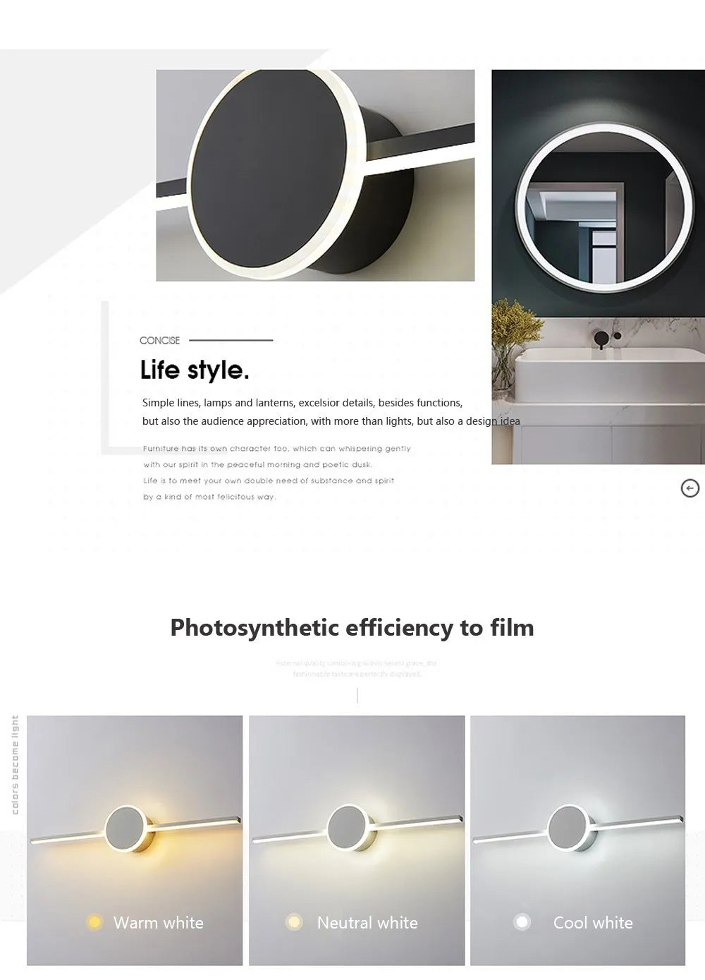 Modern LED Wall Sconce – Minimalist Mirror Lighting for Bathroom and Bedroom