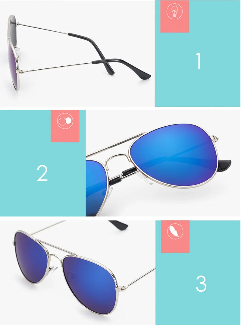 Kids Pilot Sunglasses – Reflective Metal Aviator Glasses for Boys and Girls