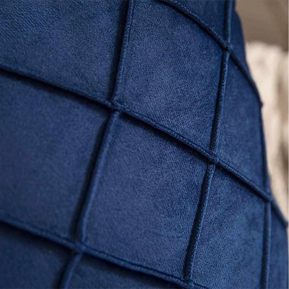 Navy Blue Velvet Plaid Cushion Cover – 45x45cm Throw Pillow for Home Decor