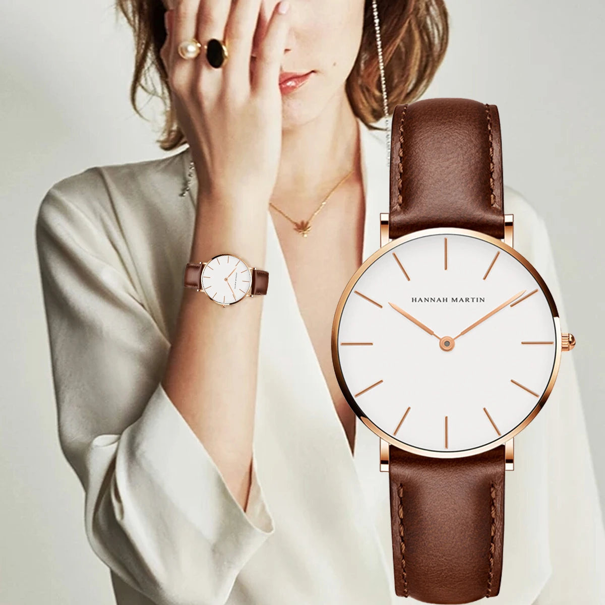 Ultra Thin Leather Wristwatch – Minimalist Dress Accessory for Women