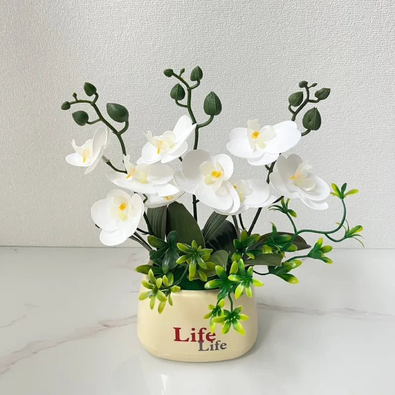 Faux Butterfly Orchid Potted Plant – Elegant Floral Decor for Home Office