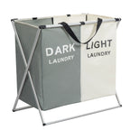 Large 3-Section Laundry Hamper – Foldable Divider Basket for Clothes Storage