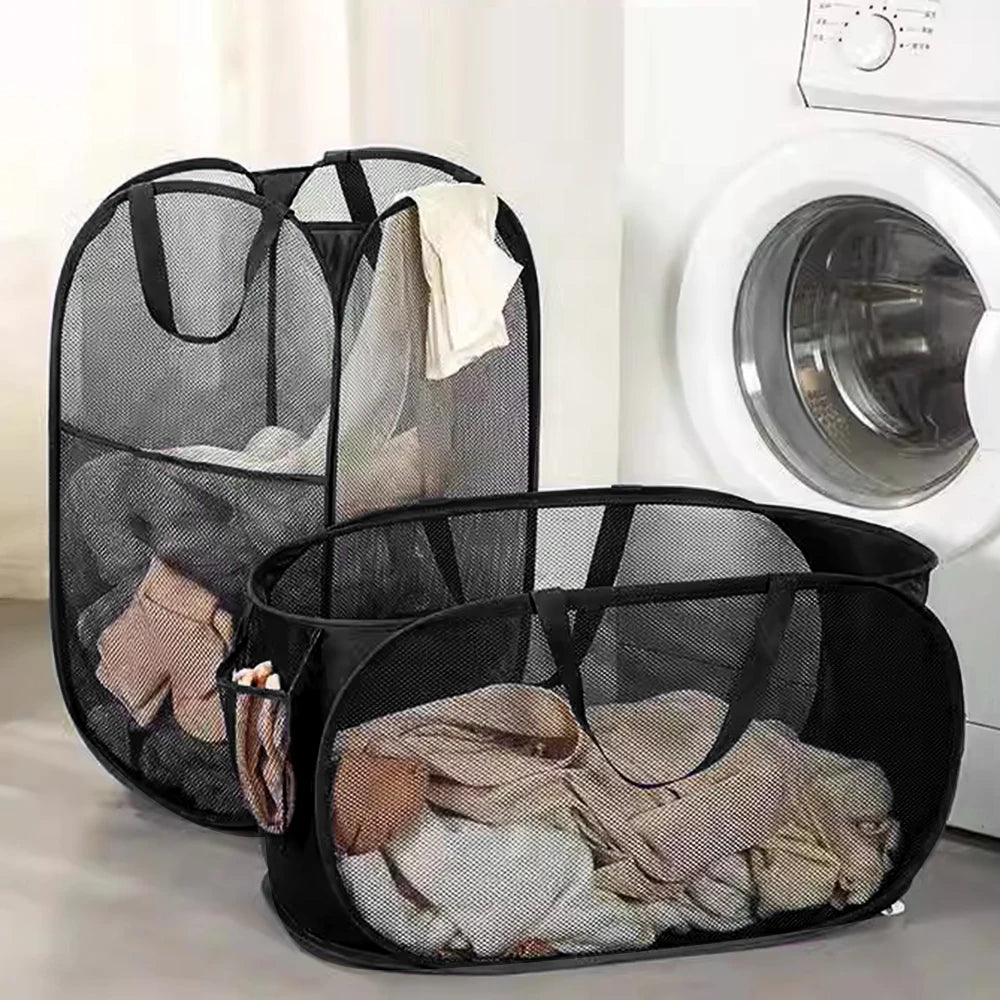 Foldable Mesh Laundry Basket – Large Breathable Storage for Home Organization