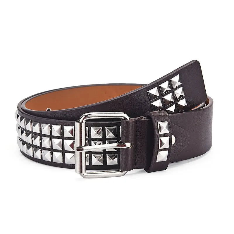 Punk Pyramid Rivet Belt – Metal Studded Hardware for Unisex Y2K Fashion