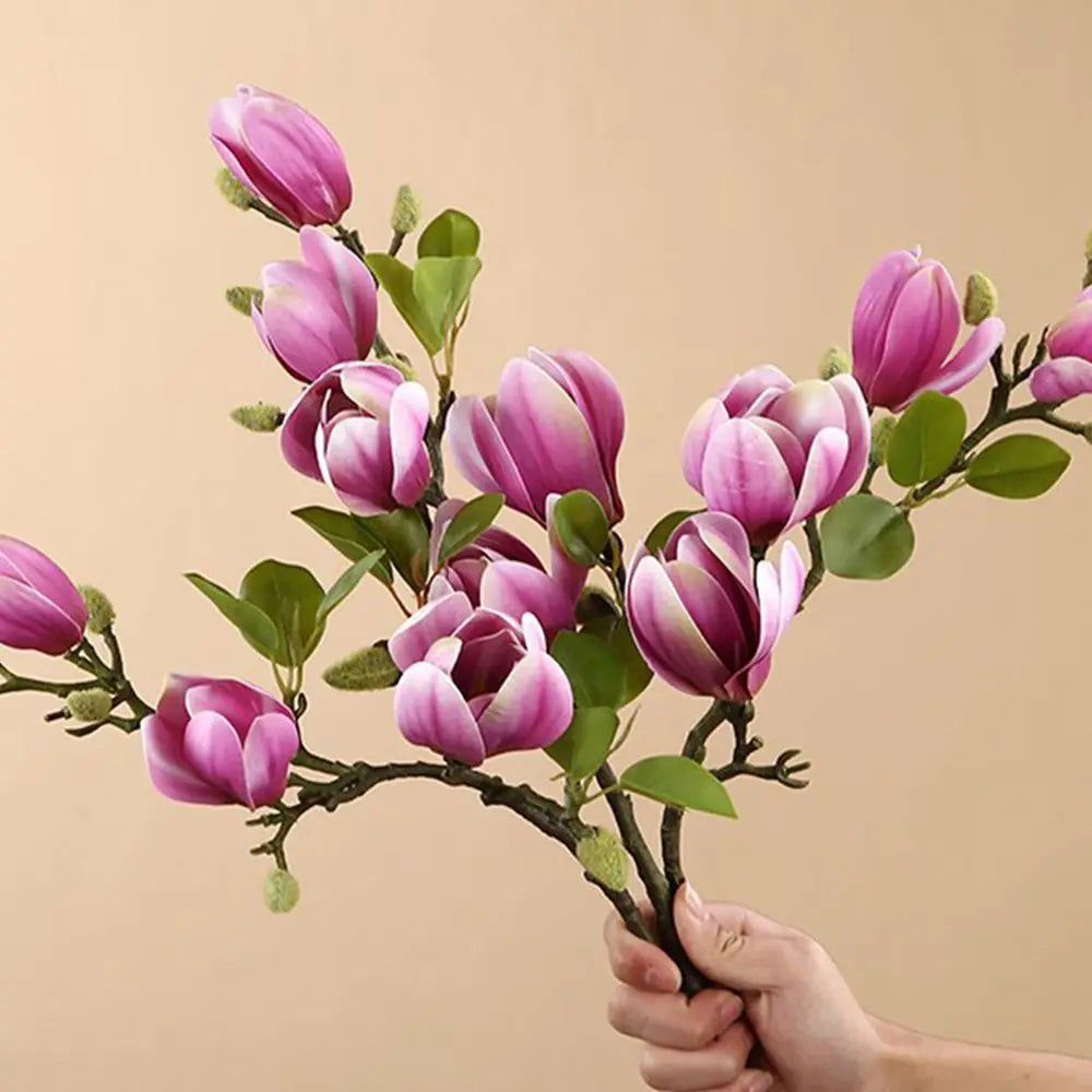 Silk Magnolia Flower Bouquet – Artificial Floral Decor for Wedding Party