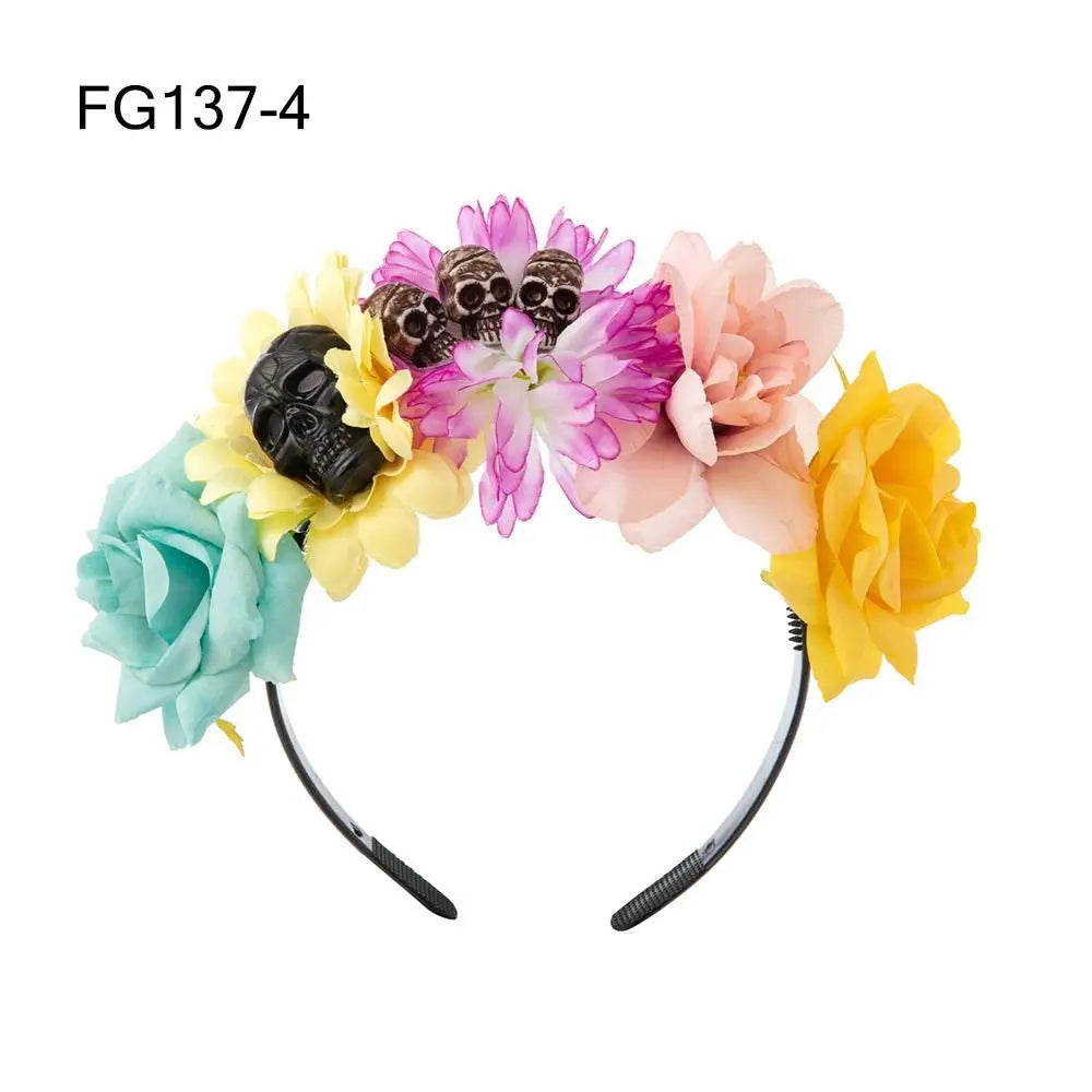 Mexican Rose Flower Crown – Boho Floral Headpiece for Halloween Party Wedding