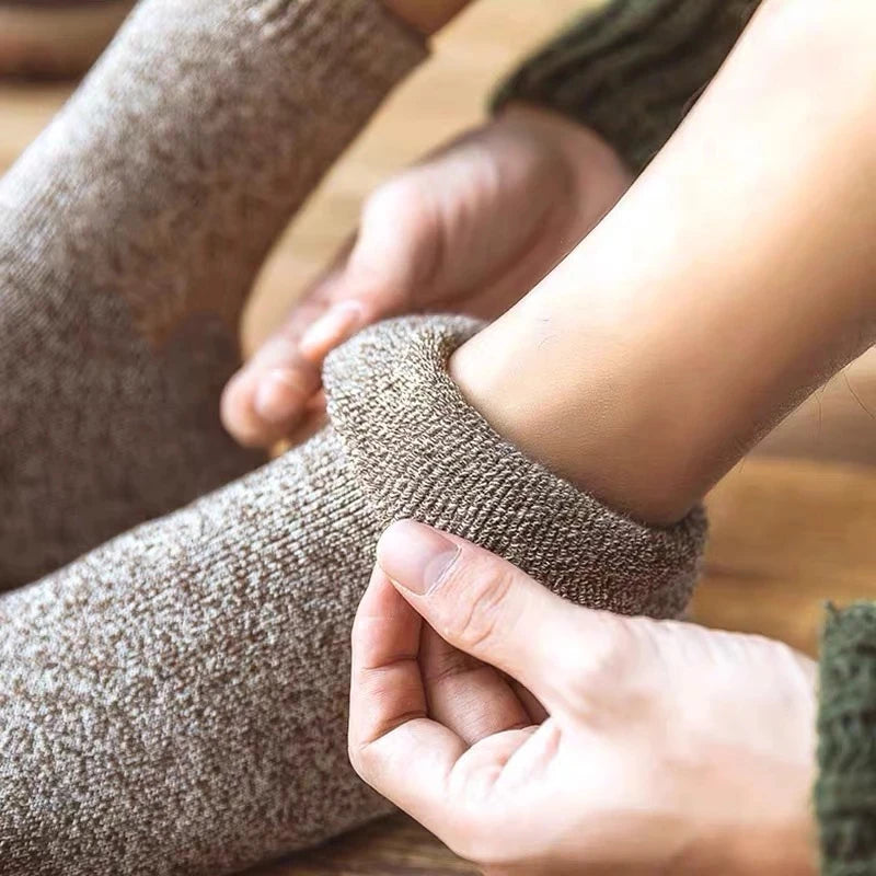 Thermal Terry Winter Socks – Thick Unisex Crew for Cold Weather