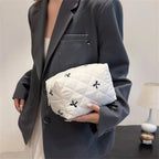Embroidered Bow Cosmetic Bag – Large Capacity Toiletry Organizer for Travel
