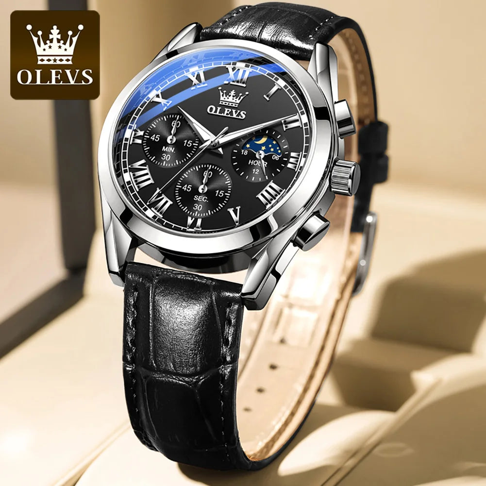 Leather Quartz Watch – Waterproof Noctilucent Timepiece for Business Men