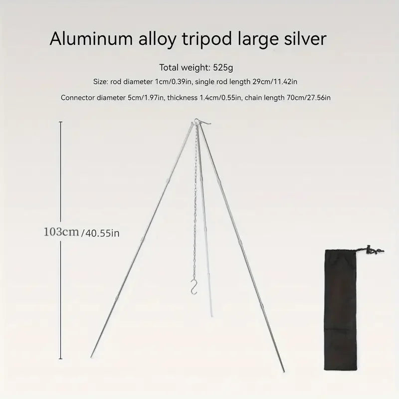 Adjustable Campfire Tripod – Stable Hanging Pot Stand for Outdoor Cooking